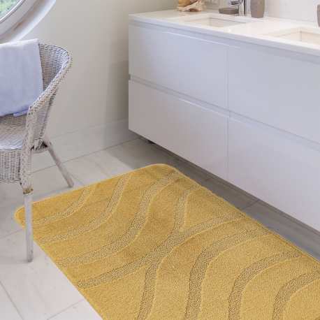 Komplet łazienkowy Monti SYMFONY musztardowy żółty z wycięciem pod WC antypoślizgowy