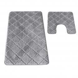 Komplet łazienkowy Monti PLAID szary z wycięciem pod WC antypoślizgowy