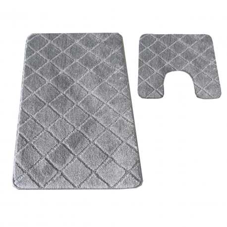 Komplet łazienkowy Monti PLAID szary z wycięciem pod WC antypoślizgowy