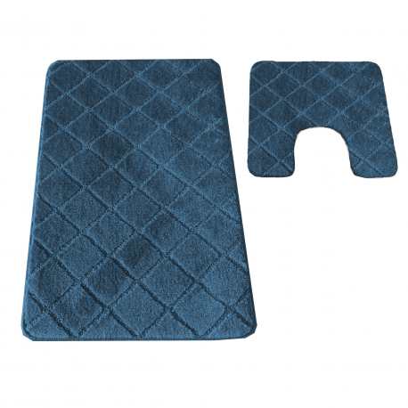 Komplet łazienkowy Monti PLAID morski z wycięciem pod WC antypoślizgowy