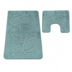 Komplet łazienkowy Monti FLORY jasny niebieski z wycięciem pod WC antypoślizgowy