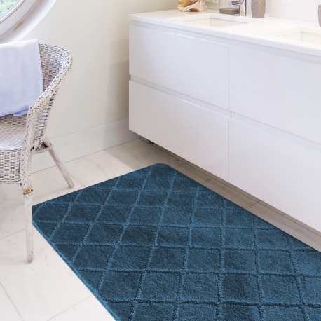 Komplet łazienkowy Monti PLAID morski z wycięciem pod WC antypoślizgowy