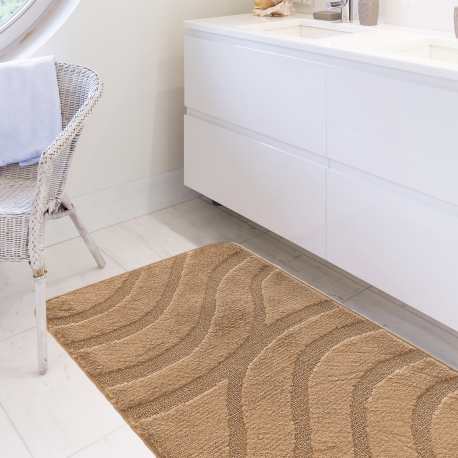 Komplet łazienkowy Monti SYMFONY jasny brązowy - złoty z wycięciem pod WC antypoślizgowy