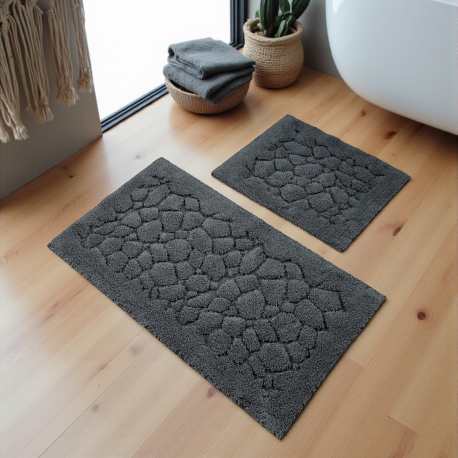 Dywaniki łazienkowe komplet Madryt 10 grafitowy kamienie