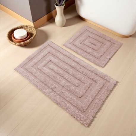 Dywaniki łazienkowe komplet Madryt 123 pudrowy różowy labirynt