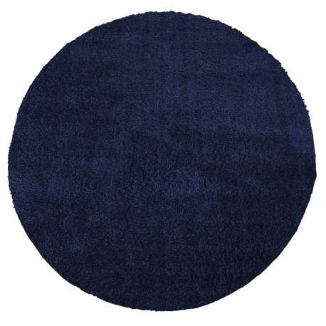 Dywan Alpaca typu shaggy koło - granatowy miękki puszysty