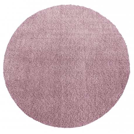 Dywan Alpaca typu shaggy koło - pudrowy róż miękki puszysty