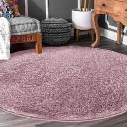 Dywan Alpaca typu shaggy koło - pudrowy róż miękki puszysty