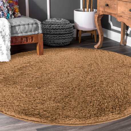 Dywan Alpaca typu shaggy koło - brązowy miękki puszysty