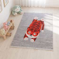 Dywan dziecięcy antypoślizgowy Bambino 140 tygrys szary