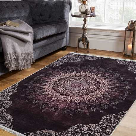 Dywan antypoślizgowy nowoczesny Nevada New 130 brązowy czekoladowy rozeta