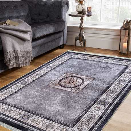 Dywan antypoślizgowy nowoczesny Nevada New 137 szary medalion