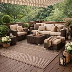 Dywan sznurkowy dwustronny Zefir 12 brązowy outdoor