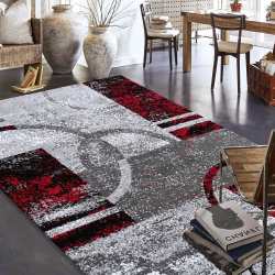 Dywan nowoczesny do salonu Sala 19 geometryczny szaro czerwony