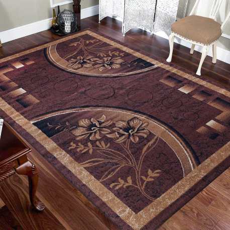 Dywan klasyczny BCF ALFADA 21 - brązowy kwiaty