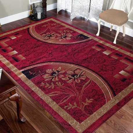 Dywan klasyczny BCF ALFADA 21 - bordowy kwiaty