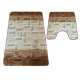 Komplet łazienkowy Monti SLV 018 kremowo beżowy z wycięciem pod WC antypoślizgowy